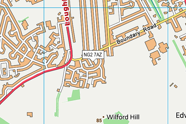 NG2 7AZ map - OS VectorMap District (Ordnance Survey)