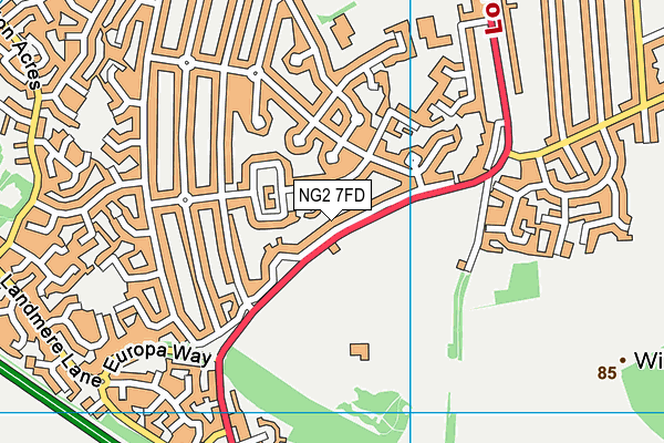 NG2 7FD map - OS VectorMap District (Ordnance Survey)