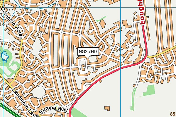 NG2 7HD map - OS VectorMap District (Ordnance Survey)