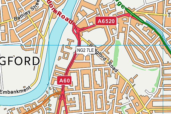 NG2 7LE map - OS VectorMap District (Ordnance Survey)