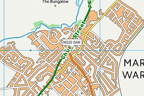 NG20 0AW map - OS VectorMap District (Ordnance Survey)