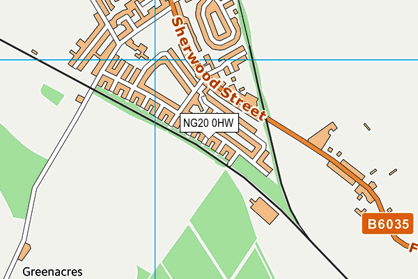 NG20 0HW map - OS VectorMap District (Ordnance Survey)