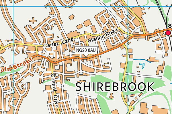 NG20 8AU map - OS VectorMap District (Ordnance Survey)