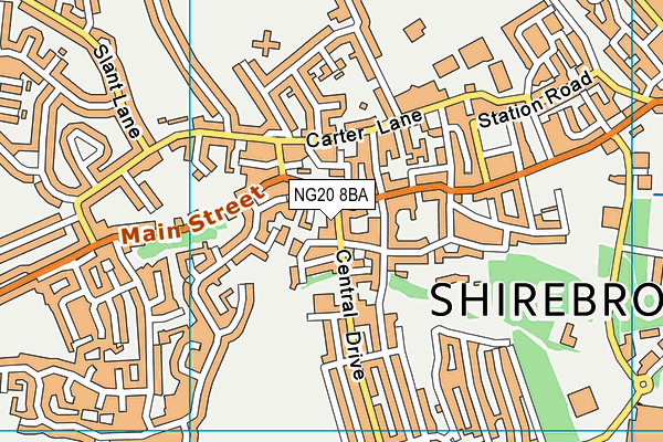 NG20 8BA map - OS VectorMap District (Ordnance Survey)