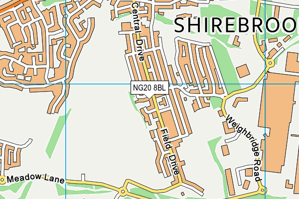 NG20 8BL map - OS VectorMap District (Ordnance Survey)
