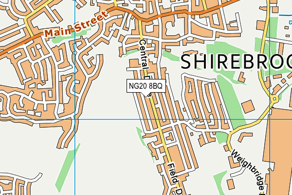 Model Village Primary School map (NG20 8BQ) - OS VectorMap District (Ordnance Survey)