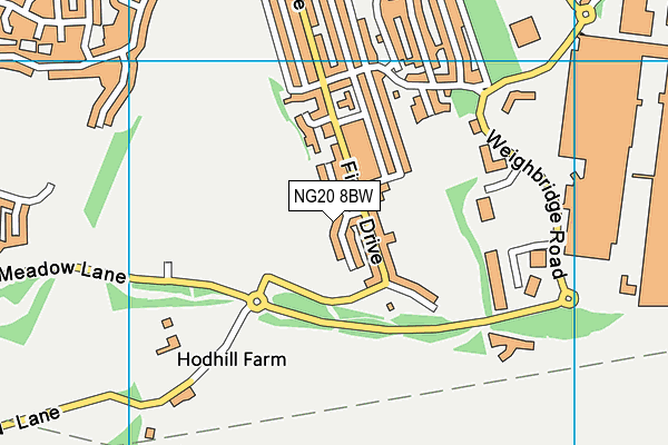 NG20 8BW map - OS VectorMap District (Ordnance Survey)