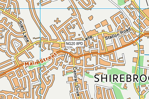 NG20 8PD map - OS VectorMap District (Ordnance Survey)