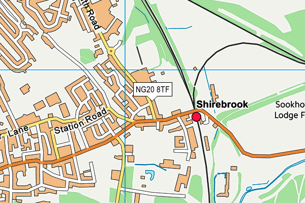 Shirebrook Town Football Club map (NG20 8TF) - OS VectorMap District (Ordnance Survey)