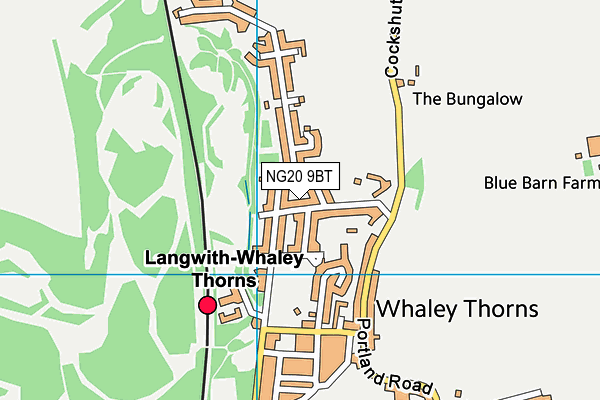 NG20 9BT map - OS VectorMap District (Ordnance Survey)