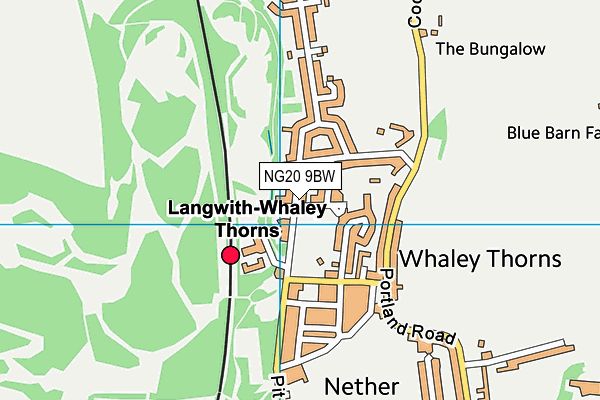 NG20 9BW map - OS VectorMap District (Ordnance Survey)