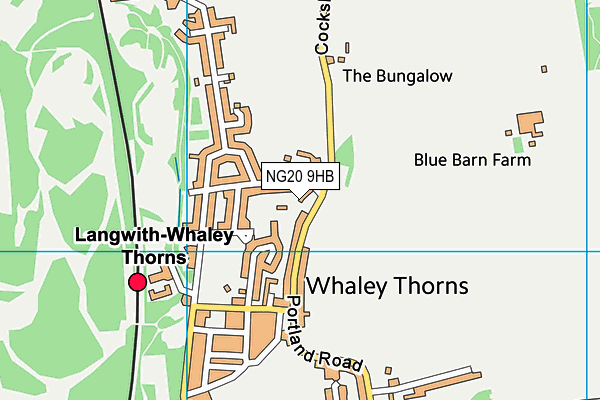 Whaley Thorns Primary School map (NG20 9HB) - OS VectorMap District (Ordnance Survey)