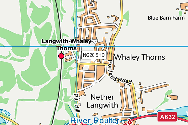 Whaley Thorns Cricket Ground map (NG20 9HD) - OS VectorMap District (Ordnance Survey)