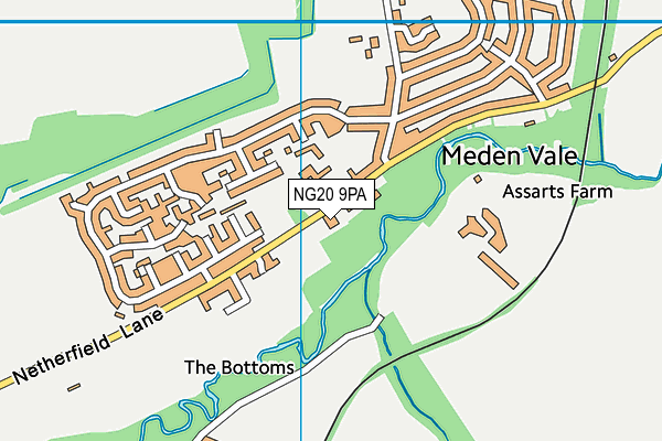 Eastlands Junior School map (NG20 9PA) - OS VectorMap District (Ordnance Survey)
