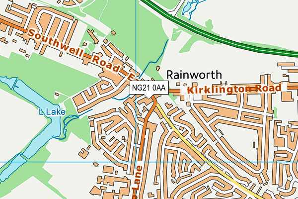 NG21 0AA map - OS VectorMap District (Ordnance Survey)