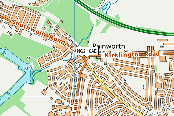 NG21 0AE map - OS VectorMap District (Ordnance Survey)