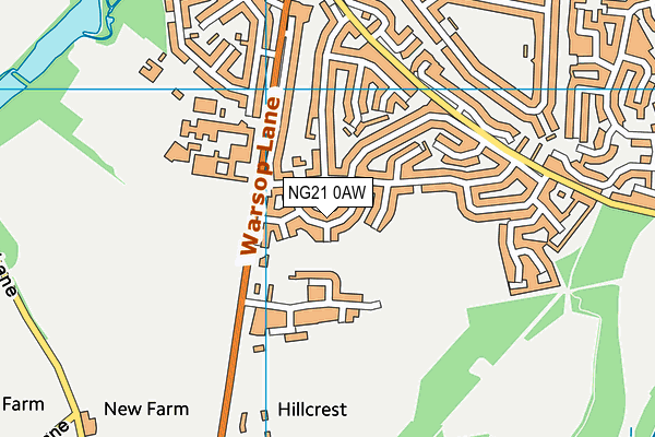 NG21 0AW map - OS VectorMap District (Ordnance Survey)