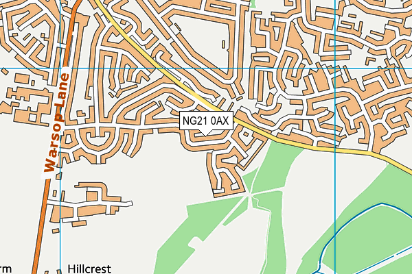 NG21 0AX map - OS VectorMap District (Ordnance Survey)