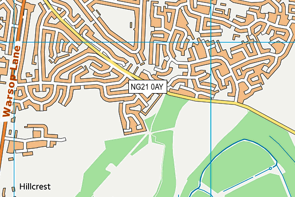 NG21 0AY map - OS VectorMap District (Ordnance Survey)