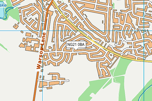 NG21 0BA map - OS VectorMap District (Ordnance Survey)