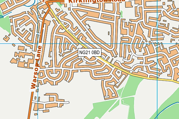 NG21 0BD map - OS VectorMap District (Ordnance Survey)