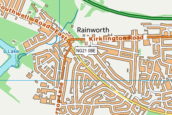 NG21 0BE map - OS VectorMap District (Ordnance Survey)