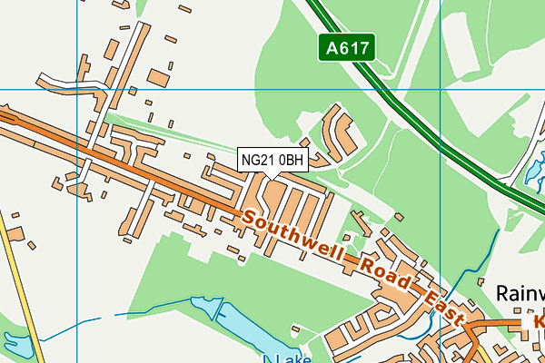 NG21 0BH map - OS VectorMap District (Ordnance Survey)