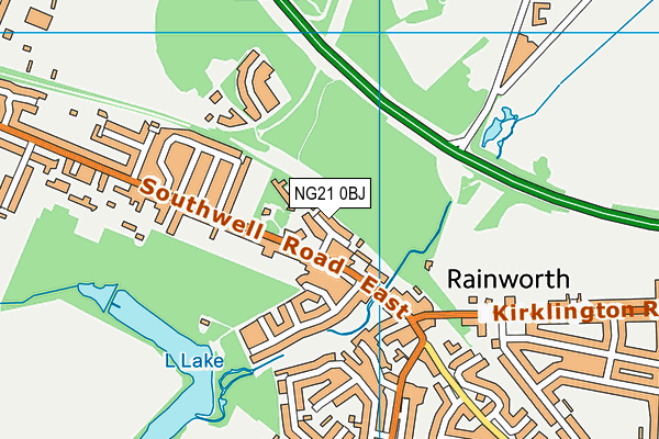 NG21 0BJ map - OS VectorMap District (Ordnance Survey)