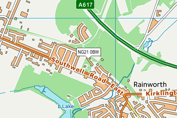 NG21 0BW map - OS VectorMap District (Ordnance Survey)