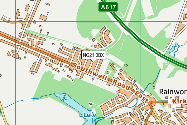NG21 0BX map - OS VectorMap District (Ordnance Survey)