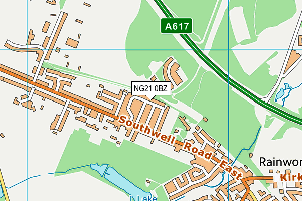 NG21 0BZ map - OS VectorMap District (Ordnance Survey)