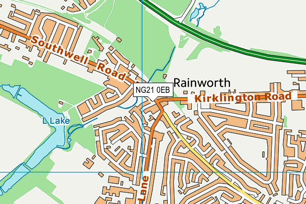 NG21 0EB map - OS VectorMap District (Ordnance Survey)