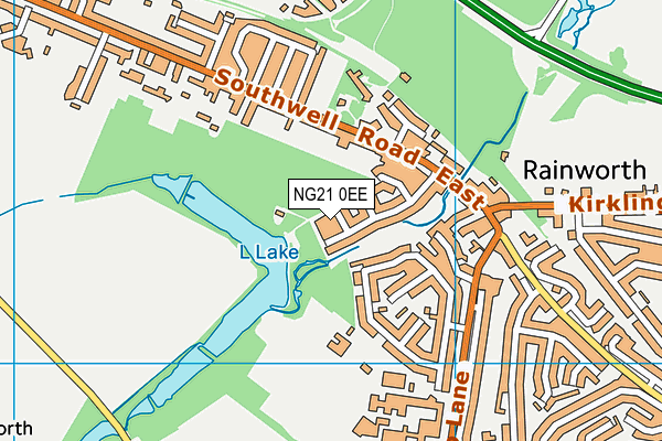 NG21 0EE map - OS VectorMap District (Ordnance Survey)