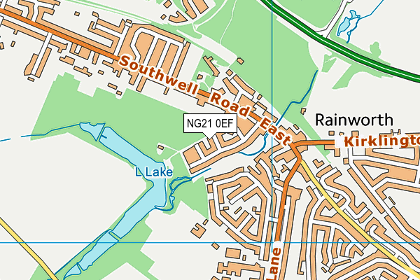 NG21 0EF map - OS VectorMap District (Ordnance Survey)