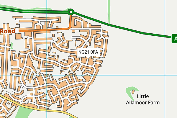 NG21 0FA map - OS VectorMap District (Ordnance Survey)