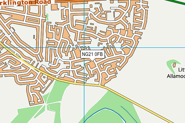 NG21 0FB map - OS VectorMap District (Ordnance Survey)