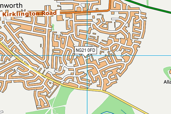 NG21 0FD map - OS VectorMap District (Ordnance Survey)