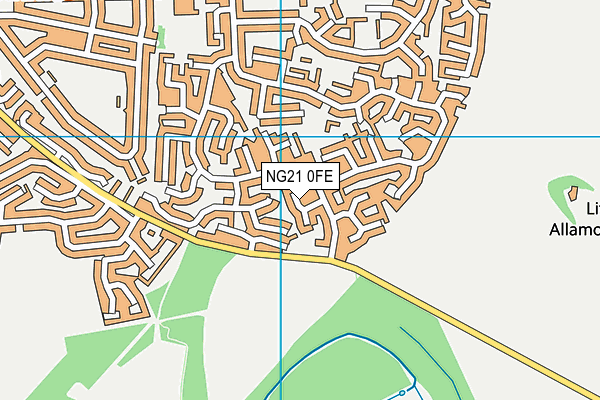 NG21 0FE map - OS VectorMap District (Ordnance Survey)