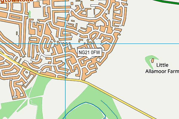 NG21 0FW map - OS VectorMap District (Ordnance Survey)