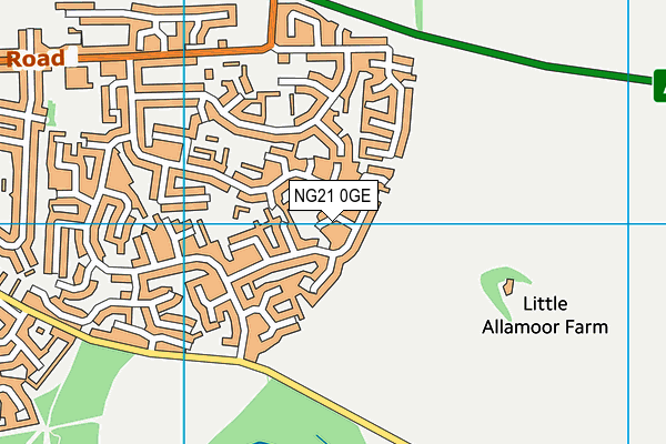 NG21 0GE map - OS VectorMap District (Ordnance Survey)