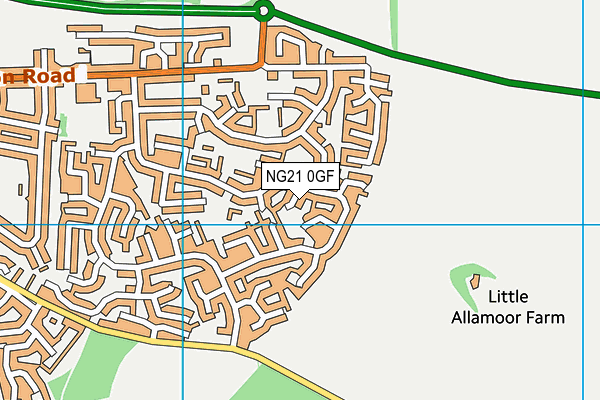 NG21 0GF map - OS VectorMap District (Ordnance Survey)