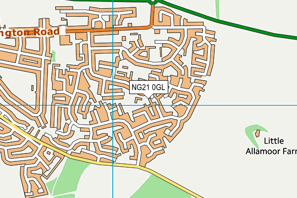 NG21 0GL map - OS VectorMap District (Ordnance Survey)