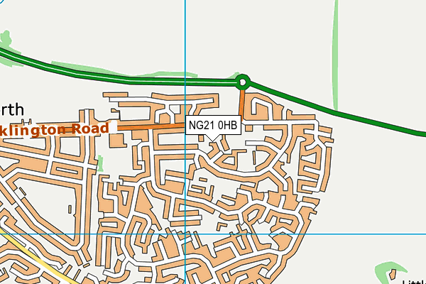 NG21 0HB map - OS VectorMap District (Ordnance Survey)