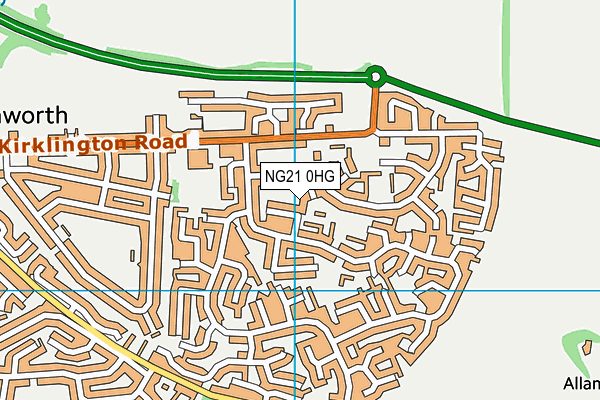 NG21 0HG map - OS VectorMap District (Ordnance Survey)