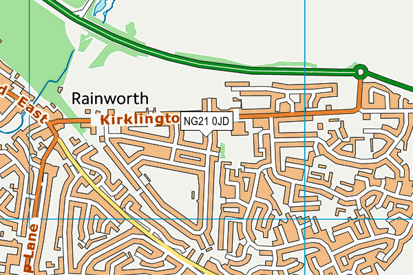 NG21 0JD map - OS VectorMap District (Ordnance Survey)