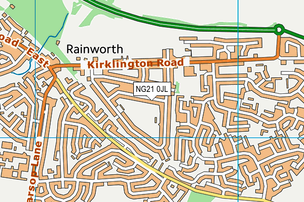 NG21 0JL map - OS VectorMap District (Ordnance Survey)