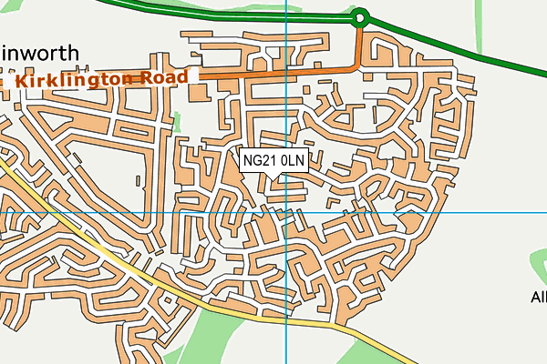 NG21 0LN map - OS VectorMap District (Ordnance Survey)