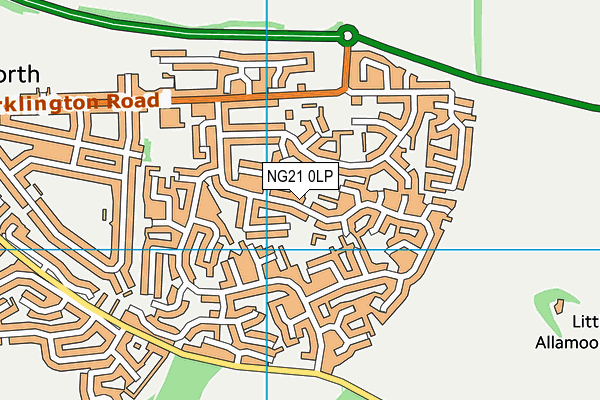 NG21 0LP map - OS VectorMap District (Ordnance Survey)