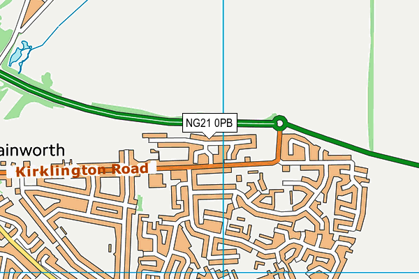 NG21 0PB map - OS VectorMap District (Ordnance Survey)