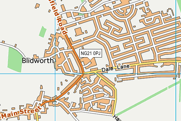 NG21 0PJ map - OS VectorMap District (Ordnance Survey)